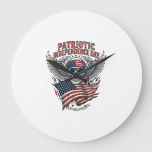 Patriotischer Bandana Rocker Old Glory Musik Rock  Große Wanduhr