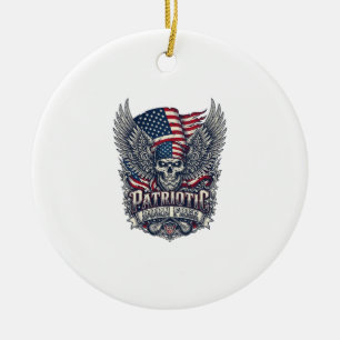 Patriotischer Bandana Rocker Old Glory Musik Rock  Keramik Ornament