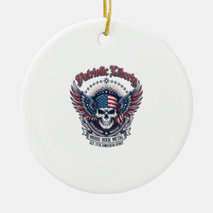 Patriotischer Bandana Rocker Old Glory Musik Rock  Keramik Ornament