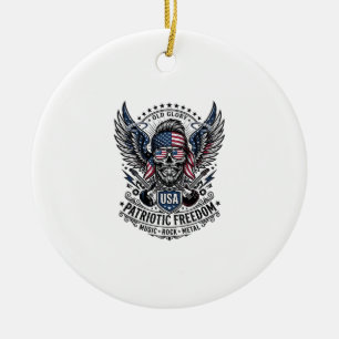Patriotischer Bandana-Rocker Old Glory Musik Rock  Keramik Ornament