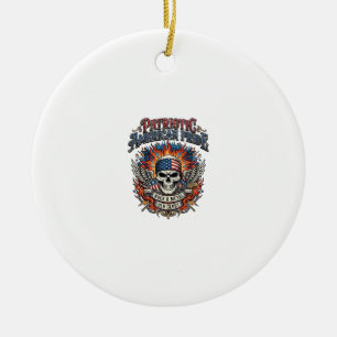 Patriotischer Bandana Rocker Old Glory Musik Rock Keramik Ornament