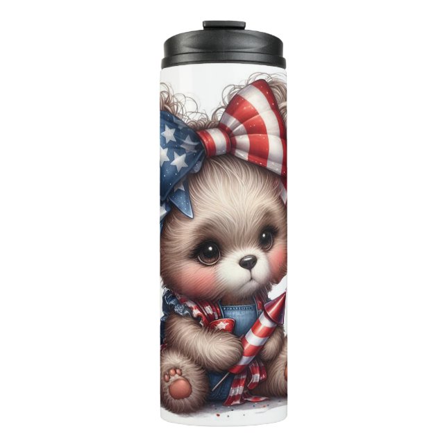 Patriotischer Bär Thermosbecher (Vorderseite)