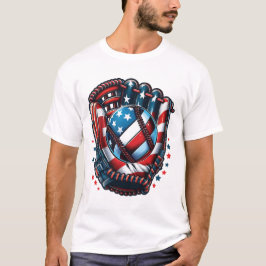 Patriotischer Baseball 4. Juli Amerikanische Flagg T-Shirt