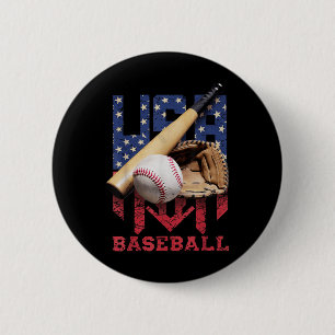 Patriotischer Baseball 4. Juli Männer USA Amerikan Button