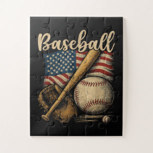 Patriotischer Baseball-Amerikanische-Flagge Vintag