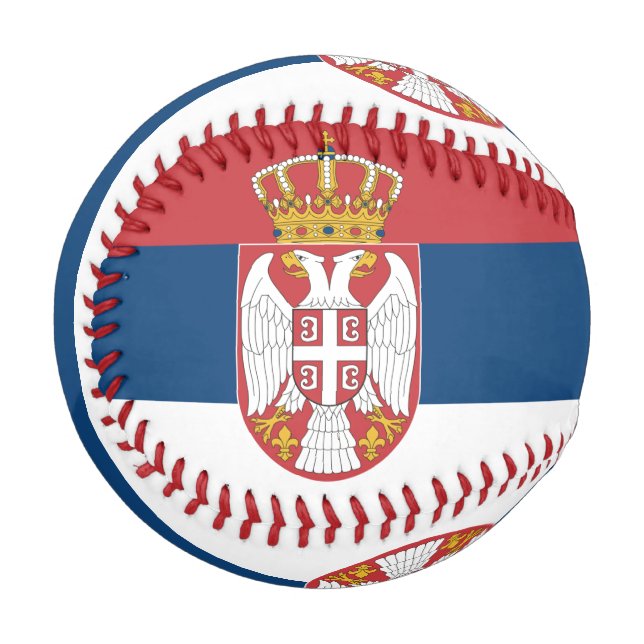 Patriotischer Baseball mit der Flagge Serbiens (Vorderseite Links)