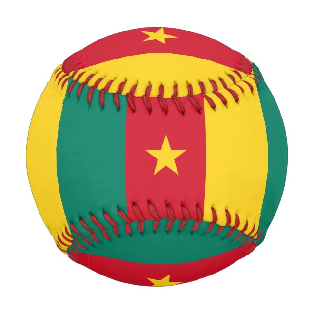 Patriotischer Baseball mit Flagge Kameruns (Vorderseite)