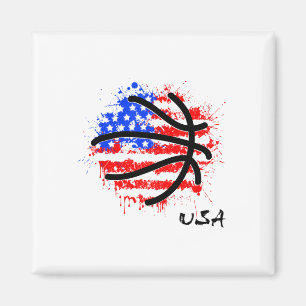 Patriotischer Basketball 4. Juli Männer USA Amerik Magnet