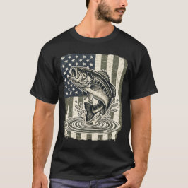 Patriotischer Bassangeln USA-Flagge T-Shirt