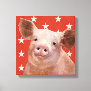 Patriotischer Bauernhof - Schwein Leinwanddruck