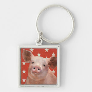 Patriotischer Bauernhof - Schwein Schlüsselanhänger
