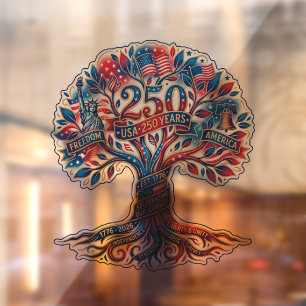 Patriotischer Baum zum 250. Jubiläum Amerikas Fensteraufkleber
