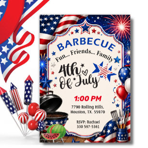Patriotischer BBQ Fourth Of July Einladung
