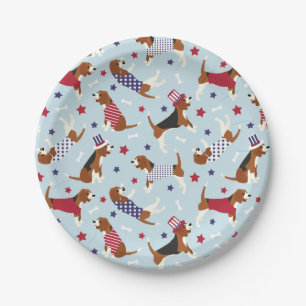 Patriotischer Beagle Dog Pattern Pappteller