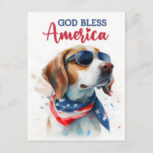 Patriotischer Beagle, Gott segne Amerika Postkarte