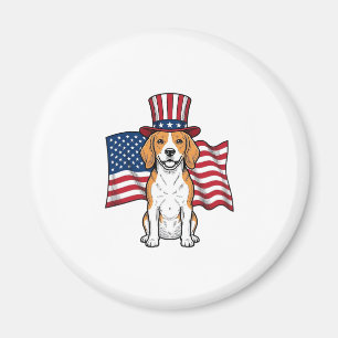 Patriotischer Beagle-Hund-Flagge Vintage-Stich-Des Magnet