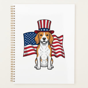 Patriotischer Beagle-Hund-Flagge Vintage-Stich-Des Planer
