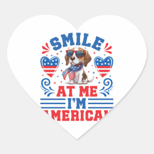 Patriotischer Beagle Hund für den 4. Juli Herz-Aufkleber