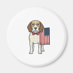 Patriotischer Beagle mit Flagge Vintage-Vektor-Art Magnet