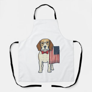 Patriotischer Beagle mit Flagge Vintage-Vektor-Art Schürze