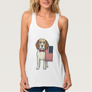 Patriotischer Beagle mit Flagge Vintage-Vektor-Art Tank Top