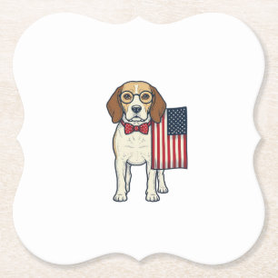 Patriotischer Beagle mit Flagge Vintage-Vektor-Art Untersetzer