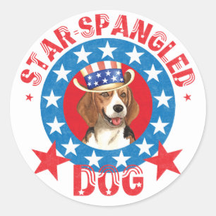 Patriotischer Beagle Runder Aufkleber