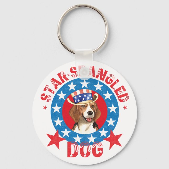 Patriotischer Beagle Schlüsselanhänger (Vorderseite)