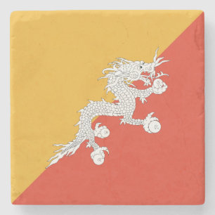 Patriotischer Bhutan-Flagge Stein-Getränkeunterset Steinuntersetzer