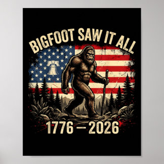 Patriotischer Bigfoot 1776-2026 250 Jahre Bekleidu Poster