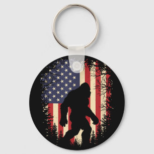 Patriotischer Bigfoot amerikanische Flagge Sasquat Schlüsselanhänger