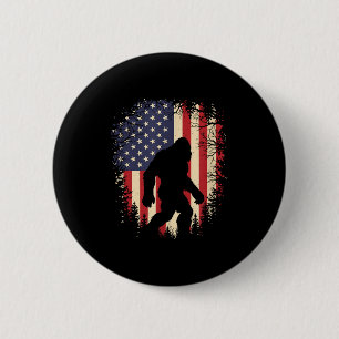 Patriotischer Bigfoot-Amerikanischer-Flagge-Sasqua Button