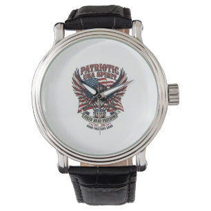 Patriotischer Biker-Totenkopf-Biker-Straßenfreihei Armbanduhr