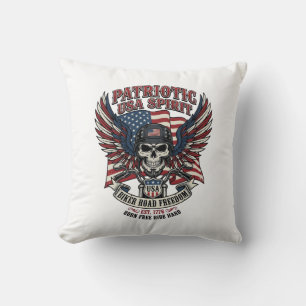 Patriotischer Biker-Totenkopf-Biker-Straßenfreihei Kissen