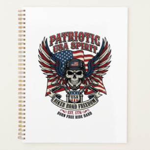 Patriotischer Biker-Totenkopf-Biker-Straßenfreihei Planer