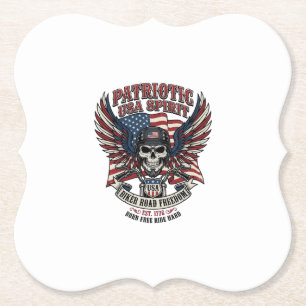 Patriotischer Biker-Totenkopf-Biker-Straßenfreihei Untersetzer