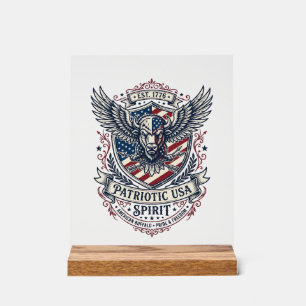 Patriotischer Bison Adler Wappen Tier Hybrid Patri Acrylschild