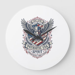 Patriotischer Bison Adler Wappen Tier Hybrid Patri Große Wanduhr