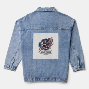 Patriotischer Bison Adler Wappen Tier Hybrid Patri Jeansjacke
