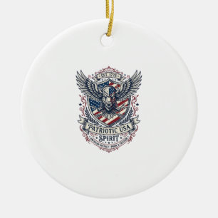 Patriotischer Bison Adler Wappen Tier-Hybrid Patri Keramik Ornament