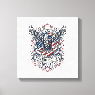 Patriotischer Bison Adler Wappen Tier Hybrid Patri Leinwanddruck