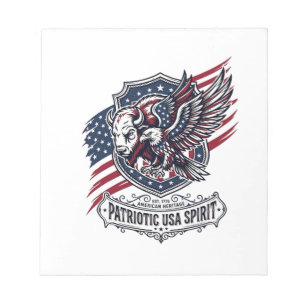 Patriotischer Bison Adler Wappen Tier Hybrid Patri Notizblock
