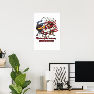 Patriotischer Bison BBQ Meister USA-Flagge Poster