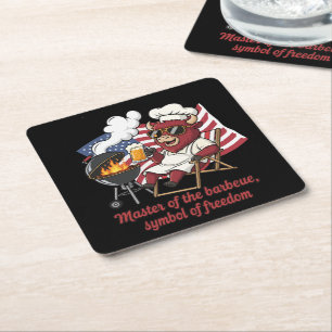 Patriotischer Bison BBQ Meister USA-Flagge Rechteckiger Pappuntersetzer