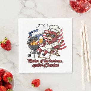 Patriotischer Bison BBQ Meister USA-Flagge Serviette