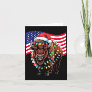 Patriotischer Bison Büffel Weihnachten USA-Flagge  Karte