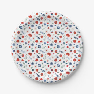 Patriotischer Blumen-Papierteller   Sommer America Pappteller