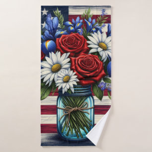Patriotischer, blumengestresster Amerikaner Badehandtuch