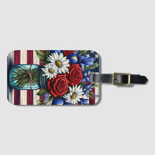 Patriotischer, blumengestresster Amerikaner Gepäckanhänger
