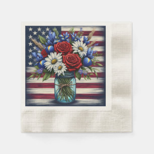 Patriotischer, blumengestresster Amerikaner Serviette